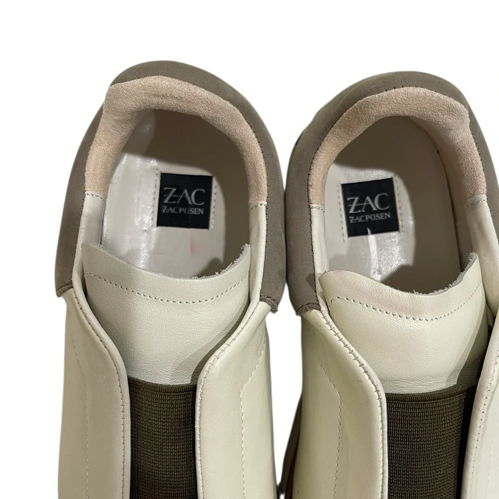 Zac Zac Posen Yennifer Leather Slip On Sneakers  SZ 7.5 Bone Cream